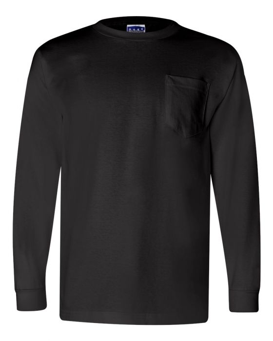 Bayside - Union-Made Long Sleeve T-Shirt with a Pocket - 3055