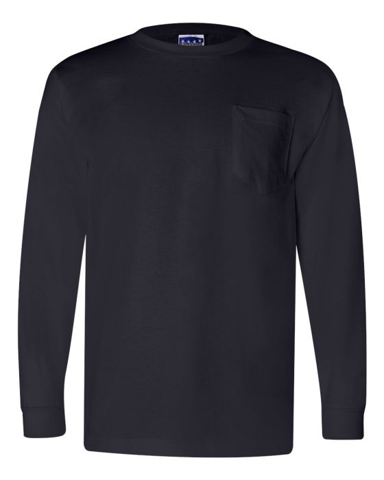 Bayside - Union-Made Long Sleeve T-Shirt with a Pocket - 3055